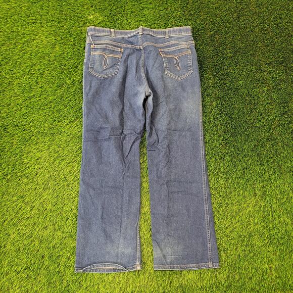 Vintage LEVIS With-A-Skosh Jeans 38x30 Dark-Wash Whiskered - Picture 2 of 16